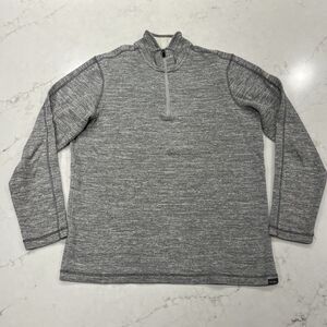 Eddie Bauer Sweater Mens Large Tall LT Gray Heathered 1/4 Zip Pullover Knit EUC